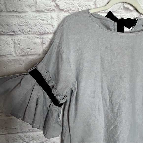 Chepè Blue Ruffle Sleeve 100% Cotton Top - Picture 8 of 16